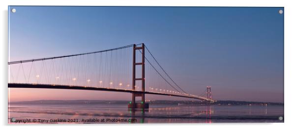 Twilight, Humber Bridge Acrylic by Tony Gaskins