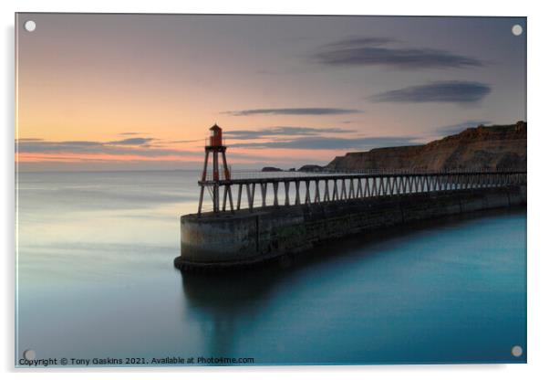 Sunrise, East Pier, Whitby North Yorkshire Acrylic by Tony Gaskins