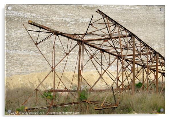 Metal bridge of sulfur mine in Sicily, Italy Acrylic by Andy Huckleberry Williamson III