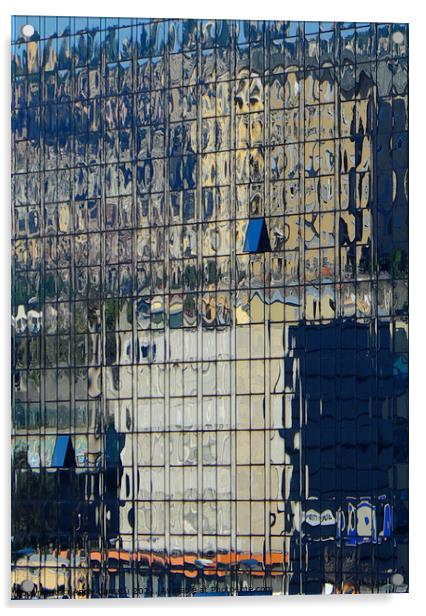 Mirror building of Novotel in Genoa Sampierdarena  Acrylic by Andy Huckleberry Williamson III