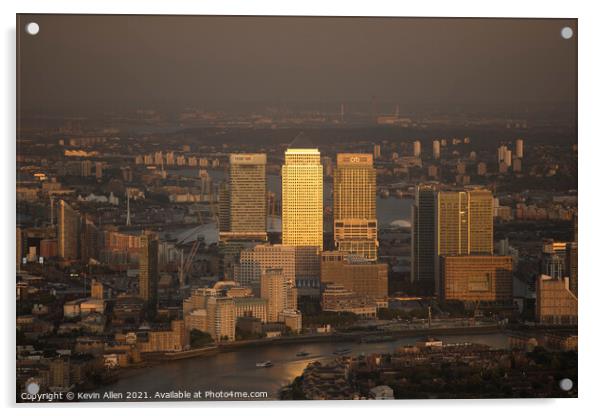 Canary Wharf in Golden Light Acrylic by Kevin Allen