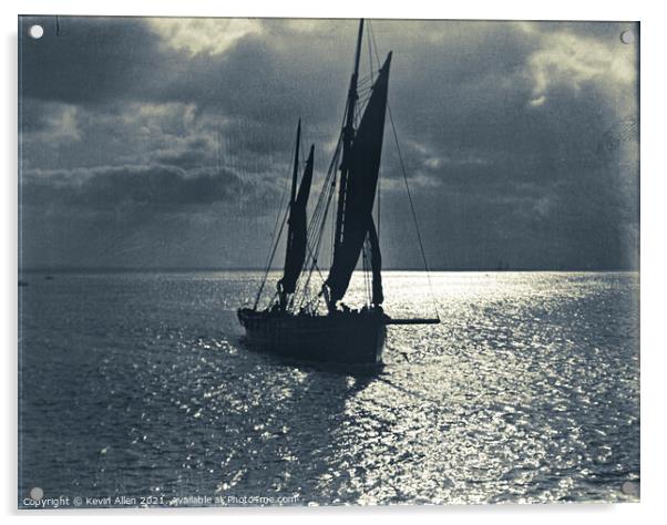 Vintage picture sailing fishing Smack, ,from origi Acrylic by Kevin Allen
