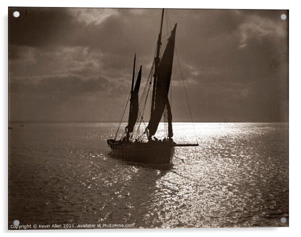 Sailing Smack, ,from original vintage negative Acrylic by Kevin Allen