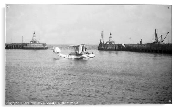 Seaplane between Lowestoft Pier heads, from origin Acrylic by Kevin Allen