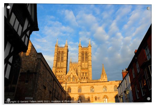 Lincoln Cathedral, West front, Lincolnshire UK Acrylic by Geraint Tellem ARPS