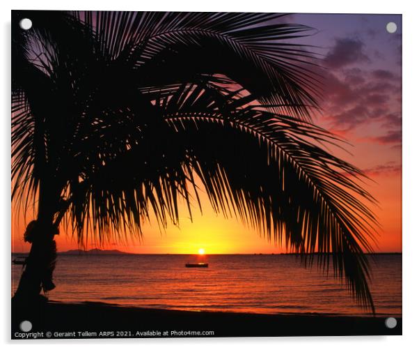 Sunset from near Nadi, Fiji, Oceania, South Pacific Acrylic by Geraint Tellem ARPS