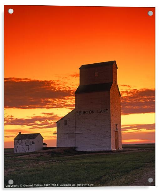 Grain elevator at sunset, Saskatchewan, Canada Acrylic by Geraint Tellem ARPS