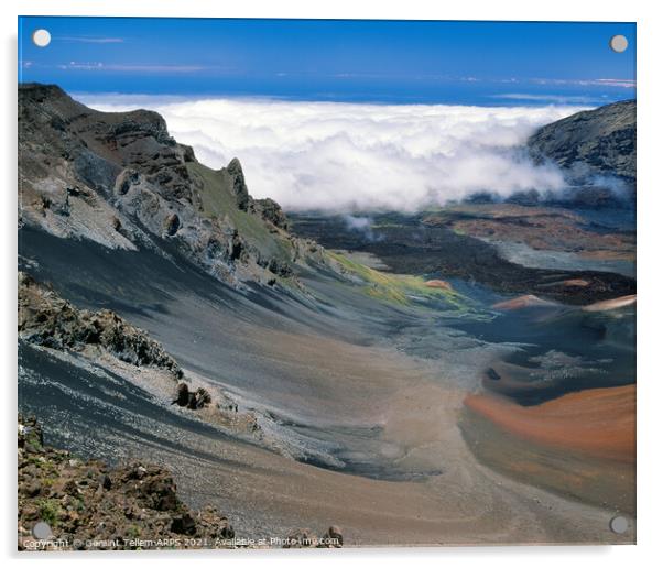 Haleakala volcanic crater, Maui, Hawaii Acrylic by Geraint Tellem ARPS