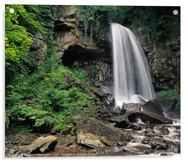 Melincourt waterfall, nr Ystradfellte, Neath valley, Wales Acrylic by Geraint Tellem ARPS