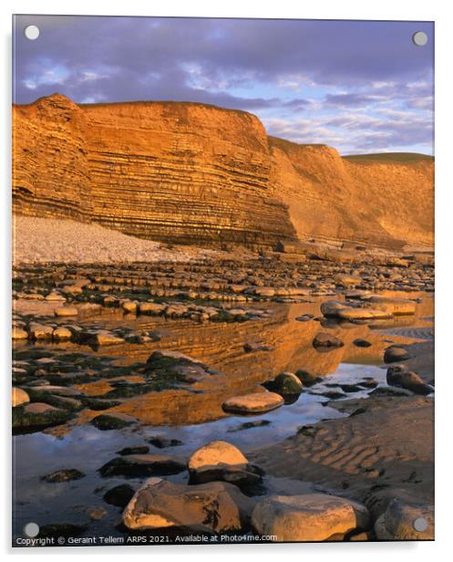 Limestone cliffs, Dunraven Bay, Southerndown, Wales, UK Acrylic by Geraint Tellem ARPS