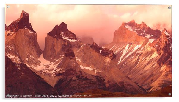 Torres and Cuernos, Torres del Paine, Patagonia, Chile, S. America Acrylic by Geraint Tellem ARPS