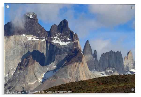 Torres and Cuernos, Torres del Paine, Patagonia, Chile, S. America Acrylic by Geraint Tellem ARPS