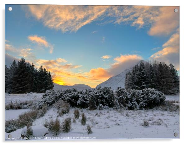 Buachaille Etive Mor in winter, Rannoch Moor, Highlands Scotland Acrylic by Geraint Tellem ARPS