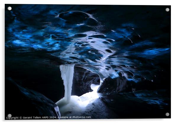 Ice cave, Jokulsarlon Glacier, southern Iceland Acrylic by Geraint Tellem ARPS
