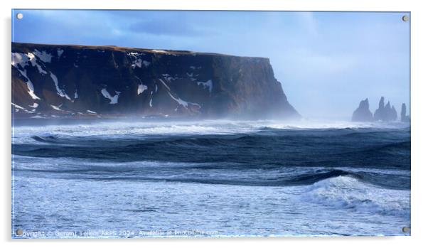 Surf at Reynisfjara Black Sand Beach, southern Iceland Acrylic by Geraint Tellem ARPS