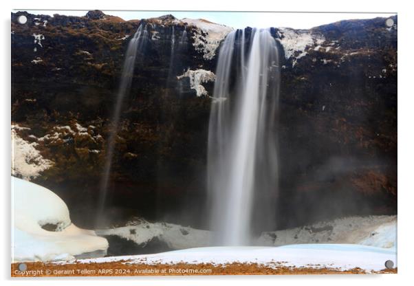 Seljalandsfoss waterfall, southern Iceland Acrylic by Geraint Tellem ARPS