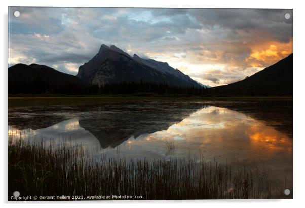 Mt. Rundle and Vermillion Lakes, Rocky Mountains,  Acrylic by Geraint Tellem ARPS