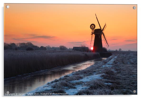 St Benet's Mill at sunrise, Norfolk Broads, UK Acrylic by Geraint Tellem ARPS