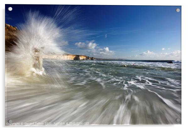 Breaking wave, Freshwater Bay, Isle of Wight, UK Acrylic by Geraint Tellem ARPS
