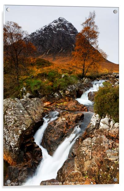 Buachaille Etive Mor in autumn, Scotland, UK Acrylic by Geraint Tellem ARPS