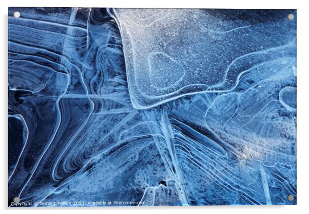 Ice patterns, Rannoch Moor, Scotland, UK Acrylic by Geraint Tellem ARPS