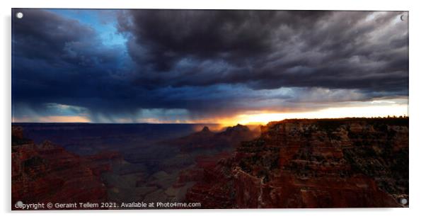 Thunderstorms over south rim, from Cape Royal, north rim, Grand Canyon, Arizona, USA Acrylic by Geraint Tellem ARPS