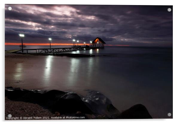 Twilight, Pointe Aux Piments, Mauritius, Indian Ocean Acrylic by Geraint Tellem ARPS