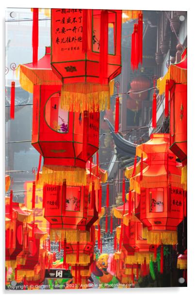 Chinese New Year decorations, Shanghai, China Acrylic by Geraint Tellem ARPS