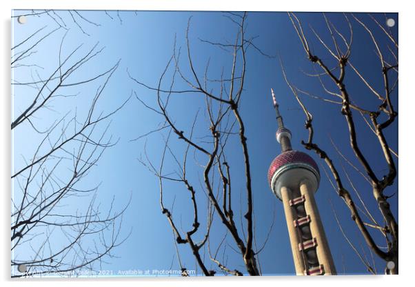 Oriental Pearl TV Tower, Shanghai, China Acrylic by Geraint Tellem ARPS