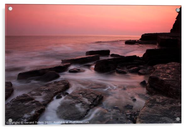 Dunraven Bay at twilight, Southerndown, South Wales, UK Acrylic by Geraint Tellem ARPS