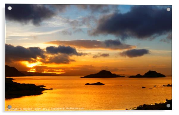 Mid-winter sunset near Mallaig, Western Highlands, Scotland, UK Acrylic by Geraint Tellem ARPS