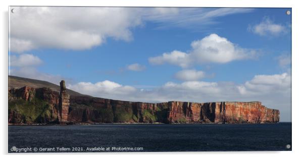 The cliffs of Hoy, Orkney Islands featuring Old Man of Hoy Acrylic by Geraint Tellem ARPS