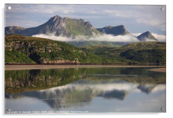 Ben Loyal and Kyle of Tongue, Sutherland, Scotland UK Acrylic by Geraint Tellem ARPS