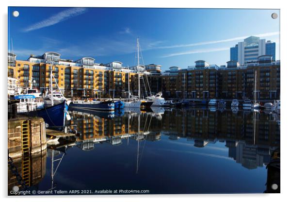 St Katherine Dock, London, England Acrylic by Geraint Tellem ARPS