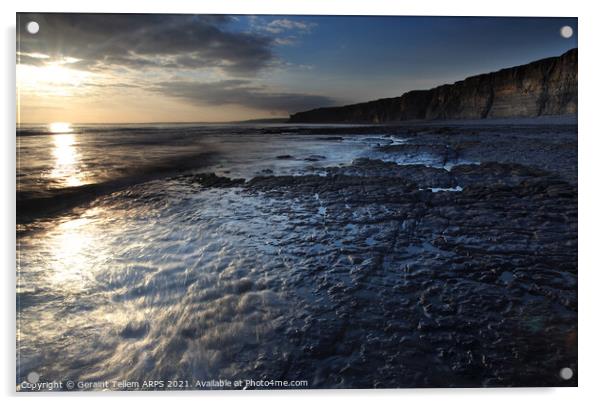 Sunset at Nash Point, Glamorgan Heritage Coast, South Wales Acrylic by Geraint Tellem ARPS