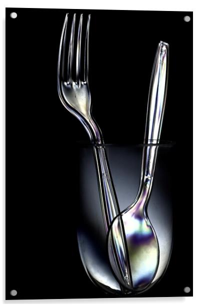 Plastic Fork and Spoon Acrylic by Reidy's Photos
