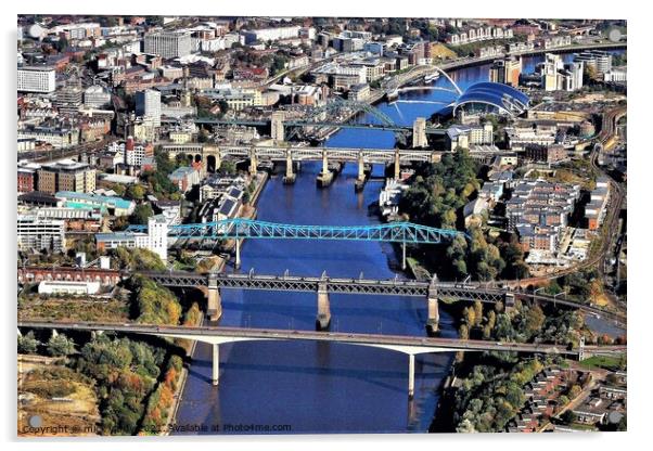 Newcastle River Tyne Bridges Aerial photo Acrylic by mick vardy