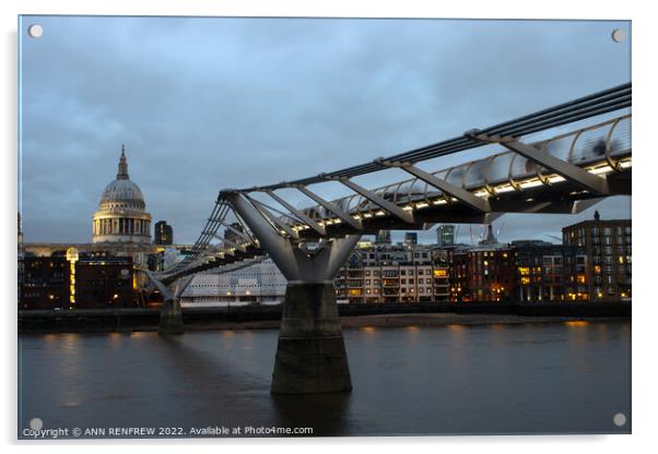 Millennium Bridge, London Acrylic by ANN RENFREW