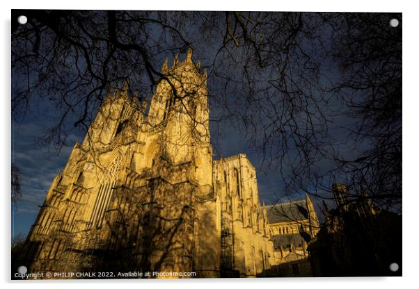 York Minster in the sunset 678 Acrylic by PHILIP CHALK