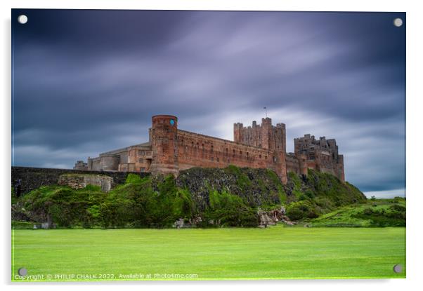 Bamburgh castle Northumberland 725 Acrylic by PHILIP CHALK