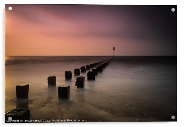 Dramatic sunrise on the Yorkshire east coast Bridlington 735 Acrylic by PHILIP CHALK