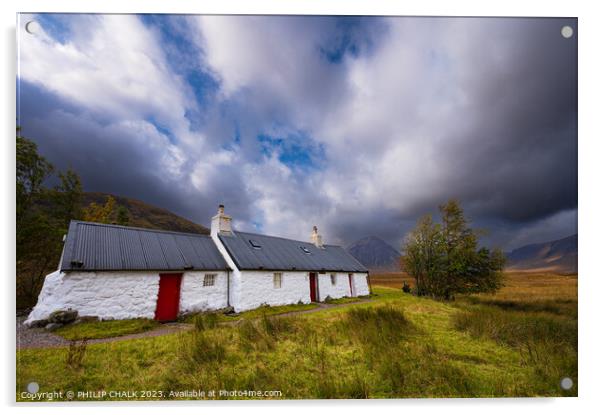 Black rock cottage Scotland 957  Acrylic by PHILIP CHALK