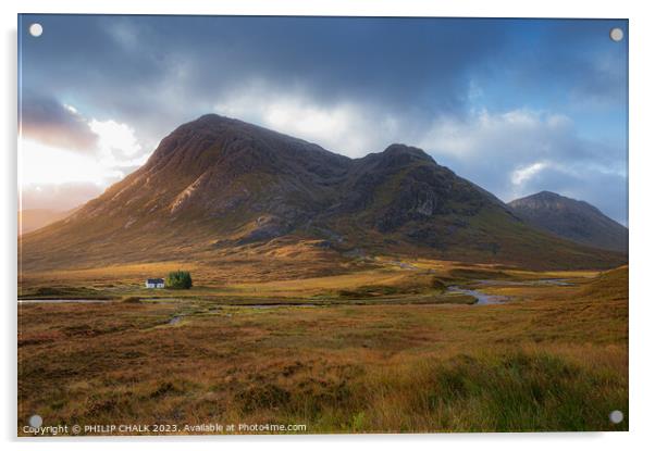 White Scottish cottage in Glencoe Scotland 988 Acrylic by PHILIP CHALK