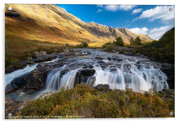 Glencoe waterfall 1039 Acrylic by PHILIP CHALK