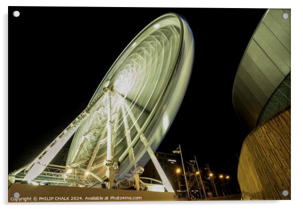 Liverpool wheel by night 1059 Acrylic by PHILIP CHALK