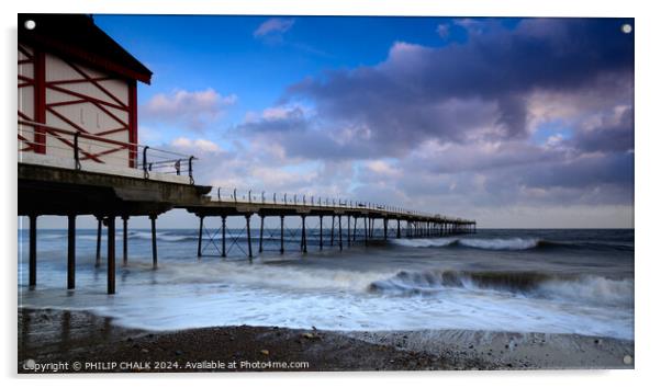 Saltburn pier 1074 Acrylic by PHILIP CHALK