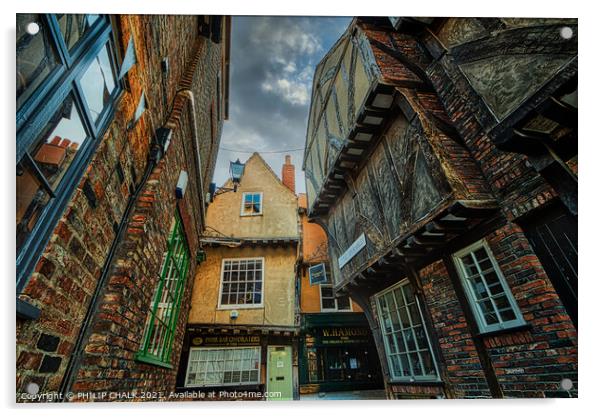 The iconic Little Shambles street in York 26 Acrylic by PHILIP CHALK