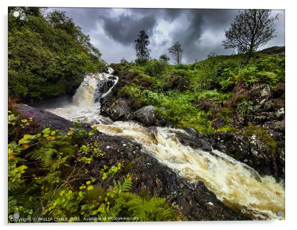 Glentrool waterfall in Scotland Acrylic by PHILIP CHALK