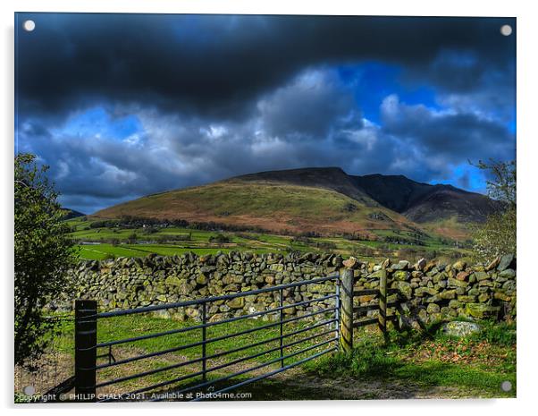 Blencathra mountain in the lake district 86  Acrylic by PHILIP CHALK