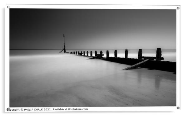 Hornsea Abstract  groins east coast sea 290  Acrylic by PHILIP CHALK